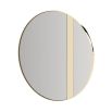 Large round bronze mirror with gold stainless steel frame and added detail