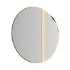 Large round bronze mirror with gold stainless steel frame and added detail