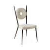 A fabulous cream boucle and blackened steel dining chair 