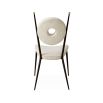 A fabulous cream boucle and blackened steel dining chair 