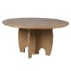 Circular wooden dining table