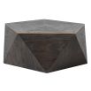 Dark wood gold trim hexagonal coffee table 