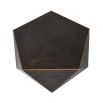 Dark wood gold trim hexagonal coffee table 