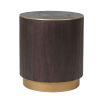 Dark elm and copper round side table