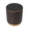 Dark elm and copper round side table