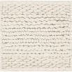 Ivory handwoven rug with loops, knots and basket weave patterns