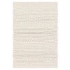 Ivory handwoven rug with loops, knots and basket weave patterns