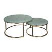 Sumptuous pouffe seating with deep buttoning and brass base frame