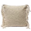 Bobble texture cream cushion with tassels on the edges