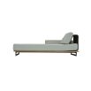 Sumptuous and modern chaise longue with teak wooden base