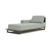 Sumptuous and modern chaise longue with teak wooden base