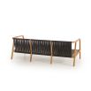 A stylish outdoor sofa from Skyline Design with a dreamy off-white sunbrella upholstery 