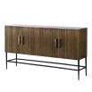 Elegant side board with two cupboards in antique brass ribbed finish
