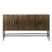 Elegant side board with two cupboards in antique brass ribbed finish