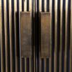 Elegant side board with two cupboards in antique brass ribbed finish