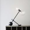 Black gunmetal solid brass industrial table lamp with clear glass globes