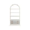 Elegant arched shelving unit with two drawers and eye-catching circular handles