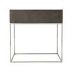 A stylish side table with a shagreen-embossed leather top and polished nickel base