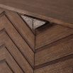 Stunning sideboard with four, chevron-patterned doors and triangular handles