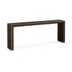 A luxury console table by Caracole with a glamorous gold border