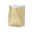 A glamorous and geometric side table by Caracole with a gold finish and luxury stone top