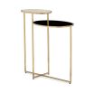 A luxury two-tier side table by Caracole with a glamorous gold base and oval tops