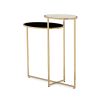 A luxury two-tier side table by Caracole with a glamorous gold base and oval tops