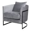 Sleek armchair with black frame and soft grey upholstery