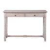 Wooden console table with twisted legs and white washed wood