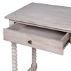 Wooden console table with twisted legs and white washed wood