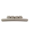 Ultra contemporary curved sofa in taupe with four scatter cushions