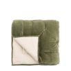 Green velvet Bedspread with textured design