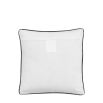 Beige quilted cushion with black stitching