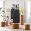 Jonathan Adler honey-toned rattan side table with glossy blue surface