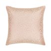 A dreamy, pink silk cushion complete with tailored piping and a stunning jacquard pattern. 
