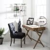 deep buttoned charcoal dining chair with studding