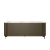 Brown rounded sideboard with marble top