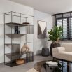 Elegant and minimal shelving unit with bronze finish