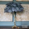 Mini ostrich feather lamp in steel with a gold base