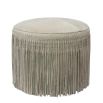 Cream leather stool with fringe detailing