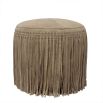 Brown leather stool with fringe detailing