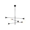 Svelte ceiling light with glass spheres suspended by sturdy arms