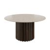 Cosmopolitan-style circular marble dining table with wooden base