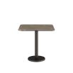 Square top bistro table in four different neutral finishes