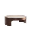 Contemporary round coffee table with brass base and white marble top