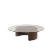 Bronzed base coffee table with polished reflective glass top