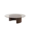 Wooden base dining table with clear glass top