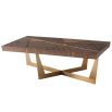 Gorgeous geometric appeal wooden coffee table with brass inlay and legs