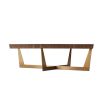 Gorgeous geometric appeal wooden coffee table with brass inlay and legs