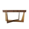 Gorgeous geometric appeal wooden coffee table with brass inlay and legs